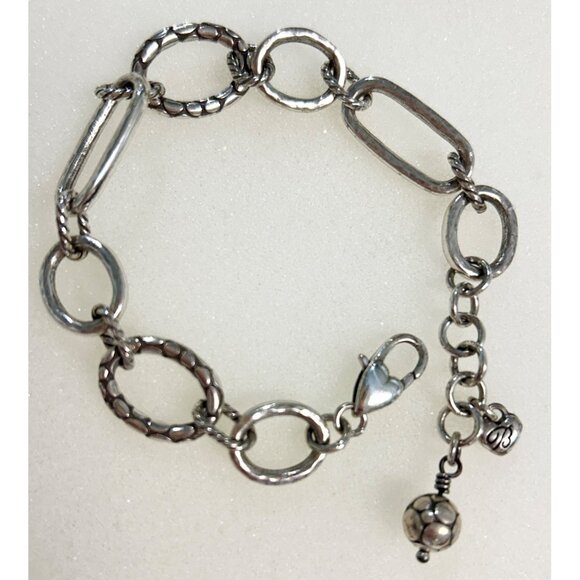 Classic Brighton Silver-Tone Pebble Oval Link Bracelet 8” lobster clasp Preowned - Picture 1 of 6